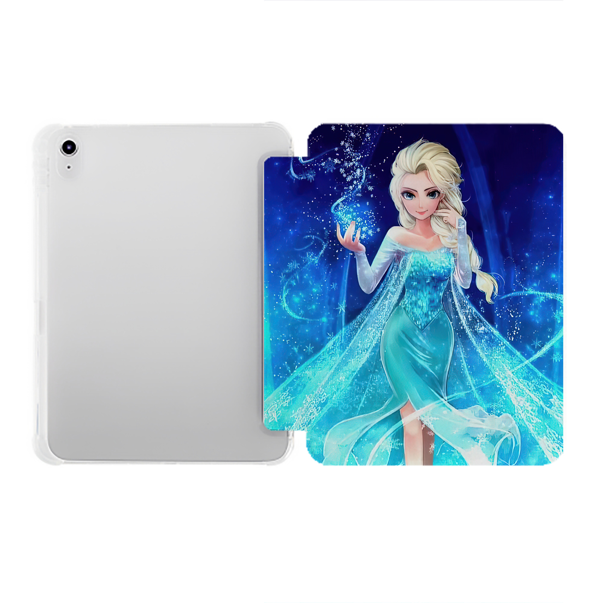 （画像用） アナと雪の女王 アンナ エルサ Frozen Anna Elsa IPad ケース ペン収納付き 三つ折りスタンド PUレザー×シリコン 対応機種9.5/10.5/10.9インチ